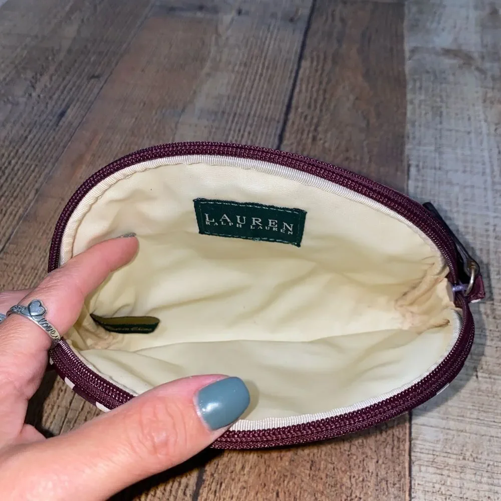 Ralph Lauren maroon Polka Dot Makeup Bag Purse
